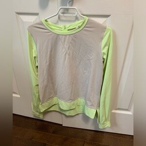 Grey and highlighter green long sleeve top